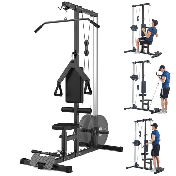 LAT Power Cable Machine LAT All-in-One Machine with High and Low Pulley Station,LAT Pulldown Machines, Row Cable Machine with Adjustable Leg Support for Home Gym Total Body Training
