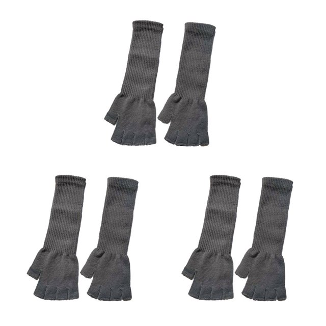 Guardurnaity 1 par de guantes sin dedos Accesorio de ropa simple Cubierta de mano de punto Cubiertas elásticas de medio dedo Guante largo para Gris 3piezas