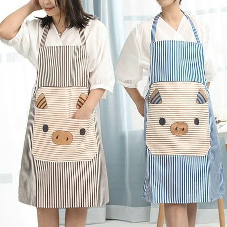 

Bcloud Pig Pattern Kitchen Apron with Soft Strap Polyester Easy to Clean Cooking Bib for Baking