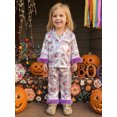 thumbnail image 4 of Cjfdfy Toddler Baby Girls Halloween Fall Clothes Ghost Pumpkin Pajamas Set Printed Fuzzy Trim Long Sleeve Tops And Pants Cute Newborn Baby Girl Halloween Pajamas, 4 of 9
