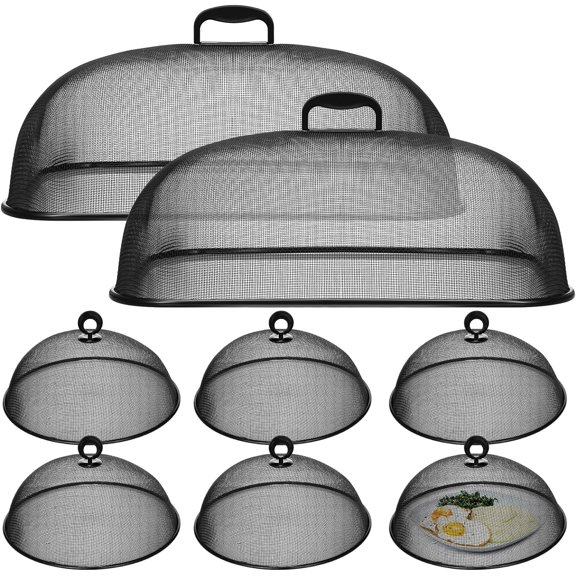 Metal Mesh Food Covers for Outdoors Set Extra Large 18.5 Inch and Large 11 Inch Dome Picnic Food Tent Covers Black