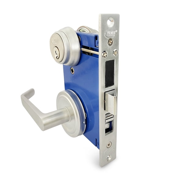 Lever Gate Mortise Keyed Lockset - Left Hand - Satin Chrome US26D Finish - 2-1/2" Backset - 2 SC1 Keys