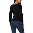 thumbnail image 3 of INSPIRE CHIC Women's Rib Knit Pullover Puff Sleeve Sweetheart Neck Solid Color Jumper Tops, 3 of 5