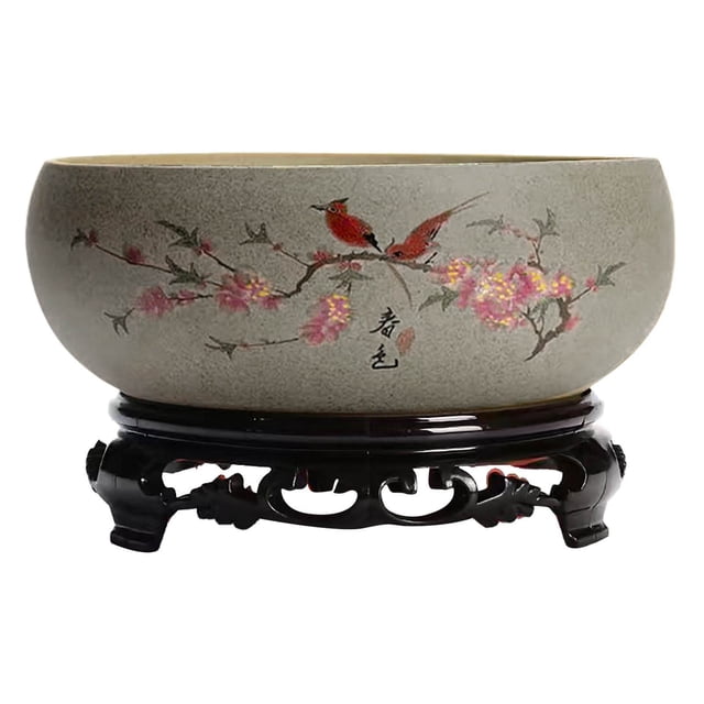 Cuencos para agua en interiores Cuenco de cerámica china con soporte Cuenco hidropónico para bonsáis para jardín, interior y exterior
