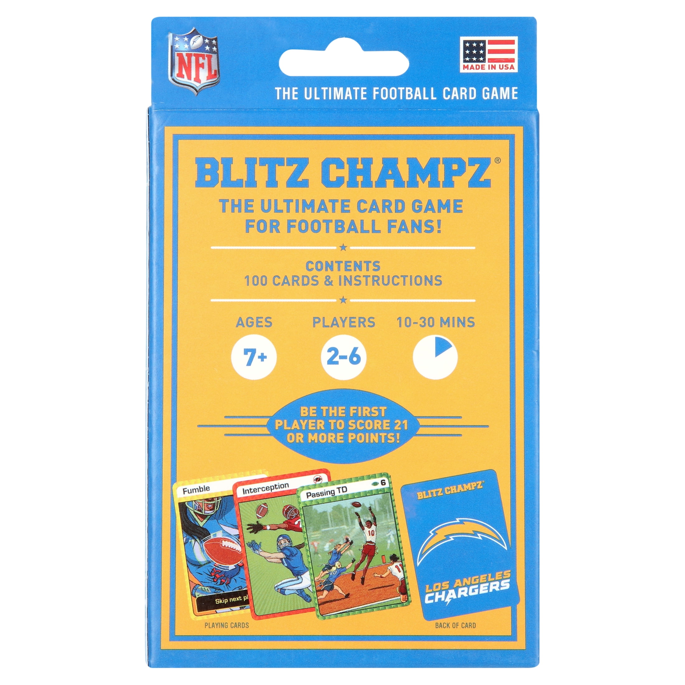 Blitz Champz Los Angeles Chargers Card Game, Family Game for Adults & Kids, Easy-To-Learn Party Game