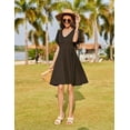 thumbnail image 5 of Zeagoo Women Sundress Summer 2025 Casual V Neck Mini Swing Dresses Loose Floral Print Swing Ruffle Short Sleeve Dress for Beach 2025 Tshirt Dress Vacation Beach Party, 5 of 9