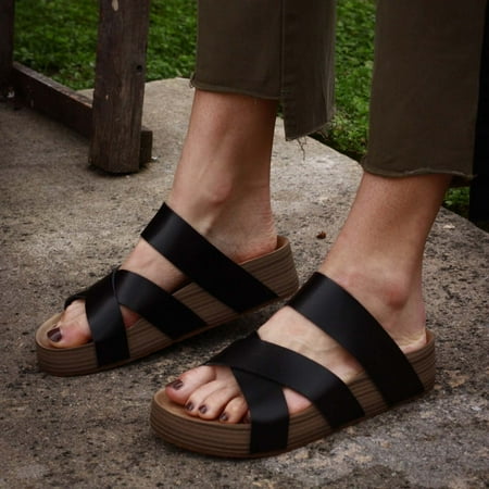 

Yoslce Women Sandals Women S One-Line Platform Slippers Wedge Beach Sandal
