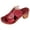 Wine, variant on Women's Butterfly Dressy Slides Sandals Ladies Fashion Casual Leather Open Toe Platform Chunky Block High Heels Slip on for Ladies Comfortable Summer Brown Size 6.5