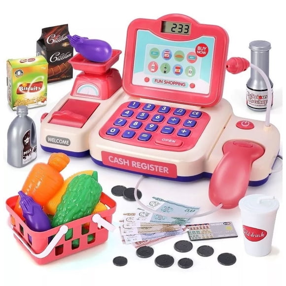 Caja Registradora Multifuncionales Juegue De Infantil Juego Color Rosa