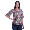 thumbnail image 2 of Moomaya Haut Col Rond Imprimé pour Femme Blouse Manches Coude Tunique Formelle Wear, 2 of 5