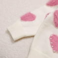 thumbnail image 4 of Esaierr Kids Baby Button Cardigan Sweater Coat for Toddler Baby Girl Sweater Long Sleeve Pearl Knitted Love Heart Coat for 0M-6T, 4 of 5