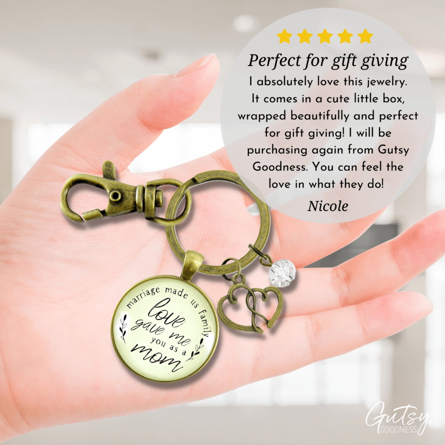 Mother In Law Gutsy Goodness Bronze Keychain Blended Family Step Mom Gift Marriage Made Us Family Adult Jewelry