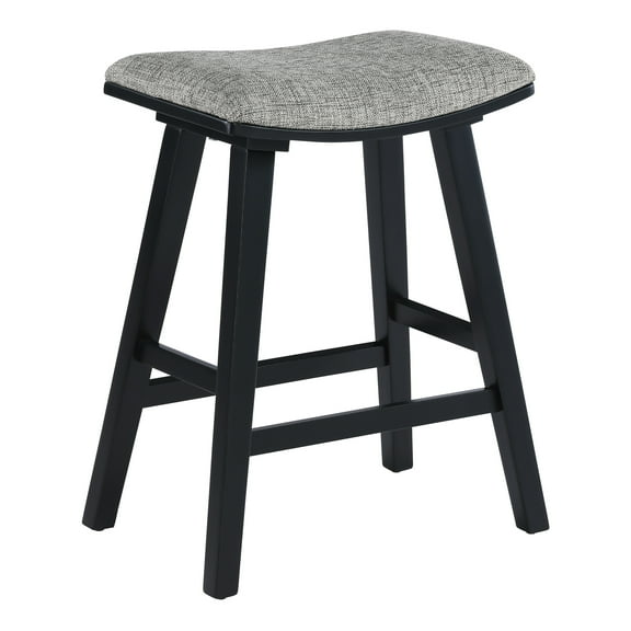 Coley 24" Saddle Stool  with Graphite Gray Fabric Seat and Black Wash Frame
