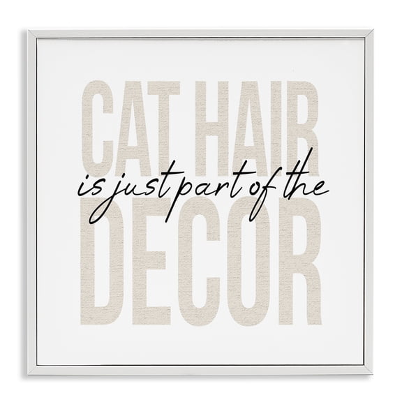 Stupell Industries Farmhouse Funny Cat Hair Pet Phrase White Framed Giclee Art, 12 x 12, by Lil' Rue