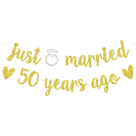 Just Married 50 Years Ago Banner, Happy 50th Anniversary Sign, We Still Do 50 Years, Wedding 50th Anniversary Party Decorations
