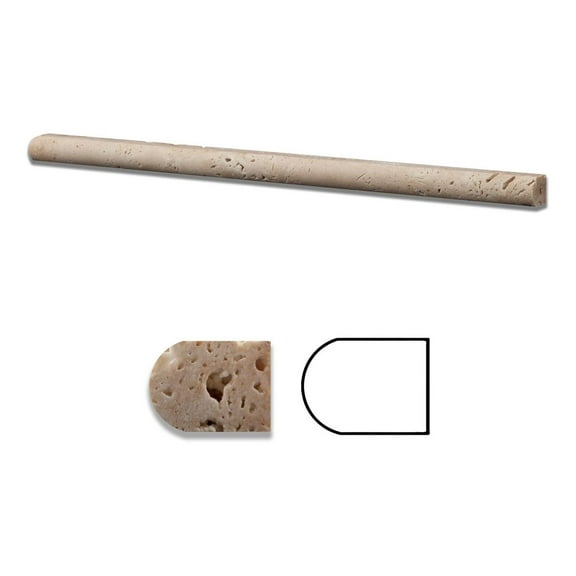 Ivory Travertine Honed 1/2 X 12 Pencil Liner Trim Molding - Standard Quality - BOX of 15 PCS