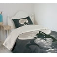 thumbnail image 2 of Ambesonne Underwater Quilted Coverlet 2 Pcs, Mermaids at Night, Twin Size, Black Grey, 2 of 5