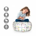 thumbnail image 2 of Colorful Storage Toy Bag Chair, Metro Scheme with Vivid Colored Intricate Lines and Dots Urban Life Transportation, Stuffed Animal Organizer Washable Bag, Small Size, Multicolor, by Ambesonne, 2 of 3