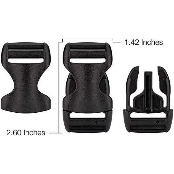 1" Inch YKK Flat Heavy Duty Dual Adjustable Side Release Plastic Buckles (25 Pack)
