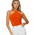 thumbnail image 1 of Haut T-Shirt Sans Manches à Col Licou Uni pour Femmes, 1 of 5