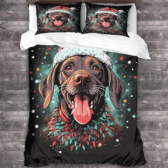 Likeej Dog Duvet Cover Set Christmas Bedding Set 3 Pieces,soft Microfiber 3d Animal Pattern Quilt Cover Zipper Closure With Pillow Cases