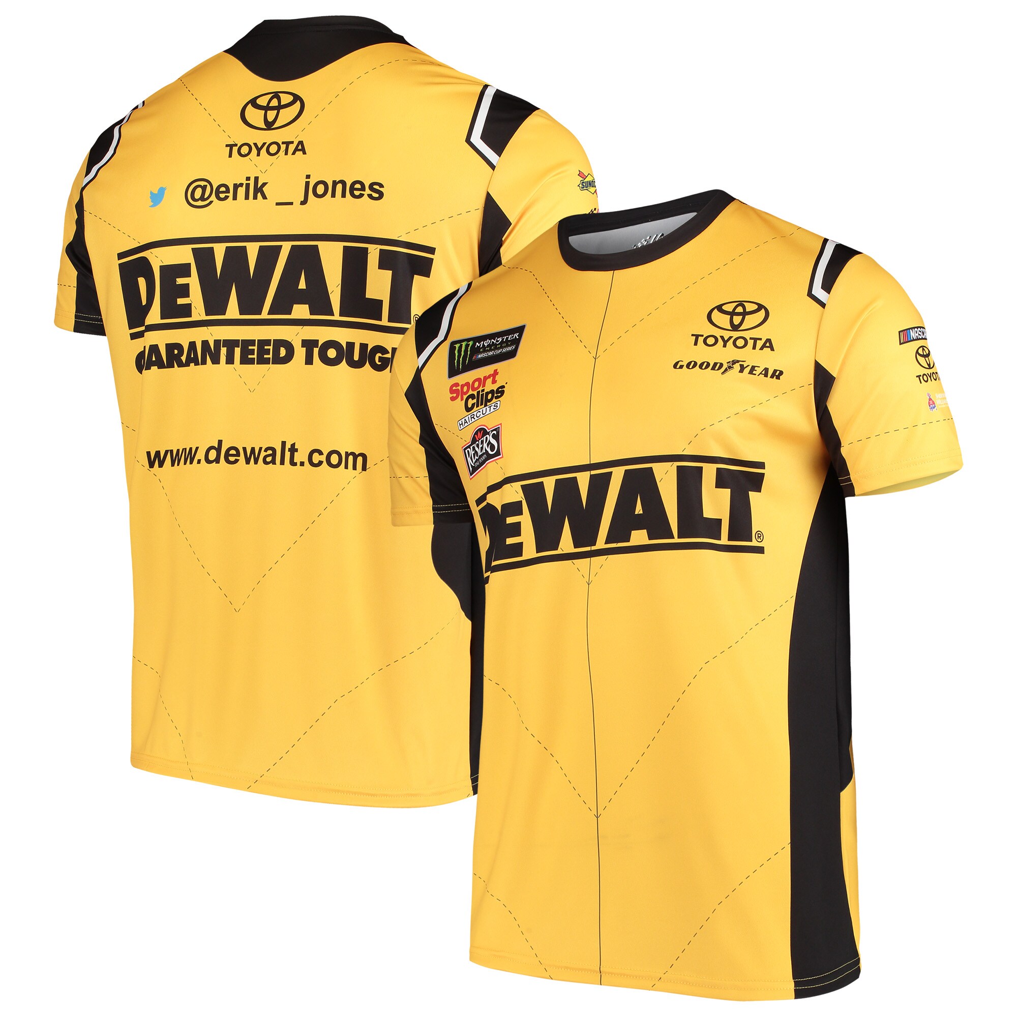 SMI Properties - Erik Jones Sublimated Pit Crew T-Shirt - Yellow/Black