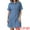 Light Blue, variant on DARING DIVA Short Sleeve Denim Collared Button Front Jean Dress S Dark Blue