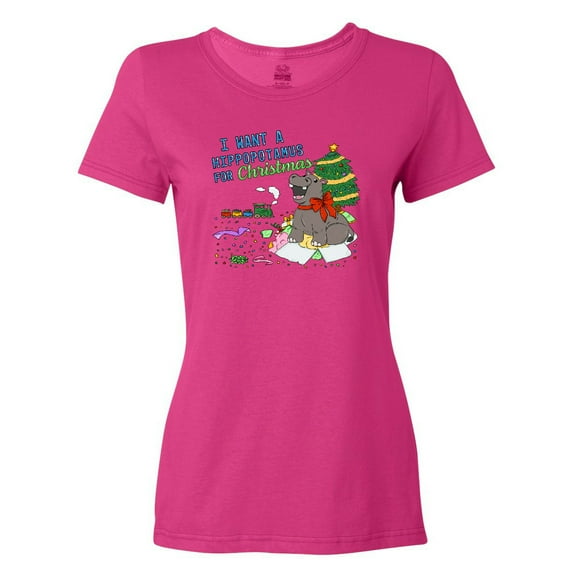 Inktastic I Want a Hippopotamus for Christmas Women's T-Shirt