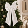 thumbnail image 4 of Large Velvet Christmas Bow, 17.72 x 33.46 inch Extra Long Wreath Bow with Long Streamers, Oversized Holiday Tree Decoration for Front Door and Party, White, 4 of 8