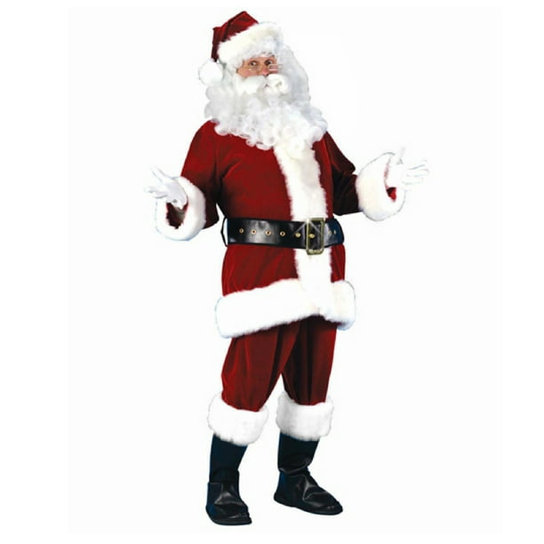 Fun World Costume de Noël Rouge et Blanc en Velours Velours Santa Claus Adulte - Grande Taille