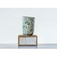 thumbnail image 2 of Woven Paths Stoneware Bowls with Embossed Green Pattern, Set of 6 Bowls, 2 of 4