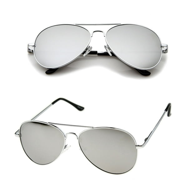 Fashion Culture Alpha Mirrored Lens Aviator Sunglasses, Silver ...