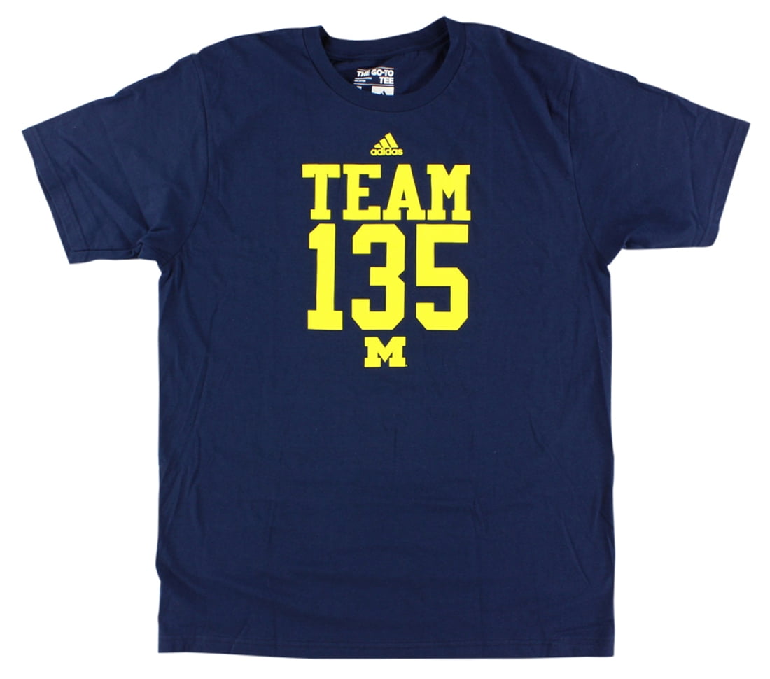 Adidas Mens Michigan Wolverines College Base Hook T Shirt Navy Blue by Adidas
