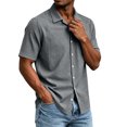 thumbnail image 5 of YODETEY Men’s Button Down Front Shirt with Short Sleeve, Everyday Casual Front Shirt for Mens,Big and Tall Dark Gray,Size S-3XL, 5 of 7