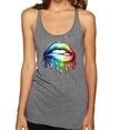 thumbnail image 1 of Wild Bobby, Colorful Neon Rainbow Biting Lips, Pop Culture, Women Tri-Blend Racerback Tank Top, Premium Heather, Large, 1 of 3