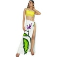 thumbnail image 3 of HAPPY BAY Women's Beachwear Summer Beach Wrap Bikini Wraps Sarong Coverups Swimwear Swim Cover up Skirt Bathing suit Swimsuit Pareo for Women One Size White, Leaves, 3 of 5