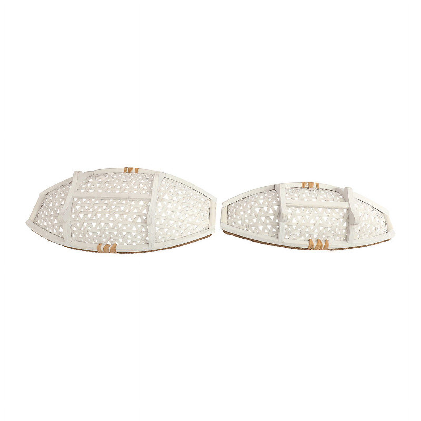 Luna White Metal Boho Rattan Weaved Tabletop Set of 2