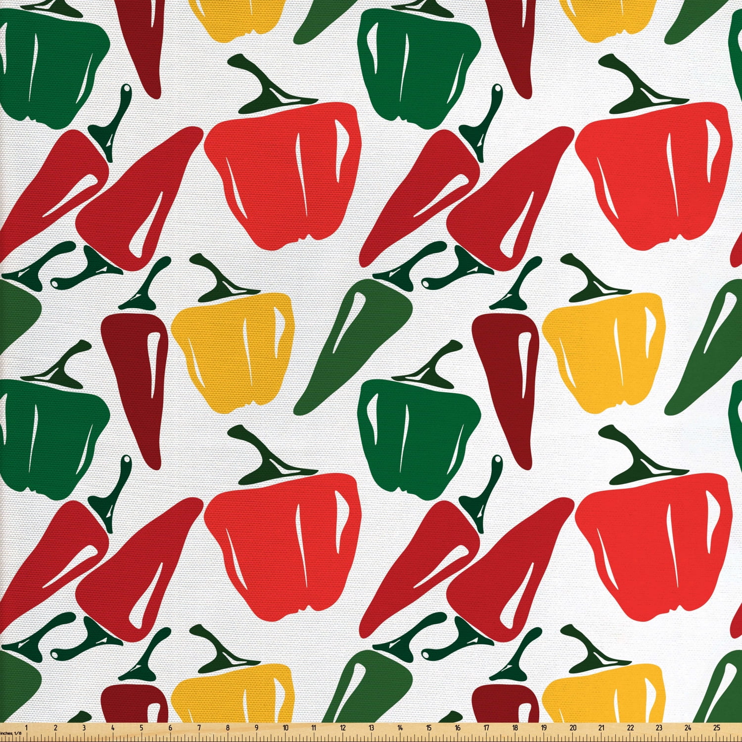 Peppers Fabric by The Yard, Mexican Food Ingredients Farmland Produce
