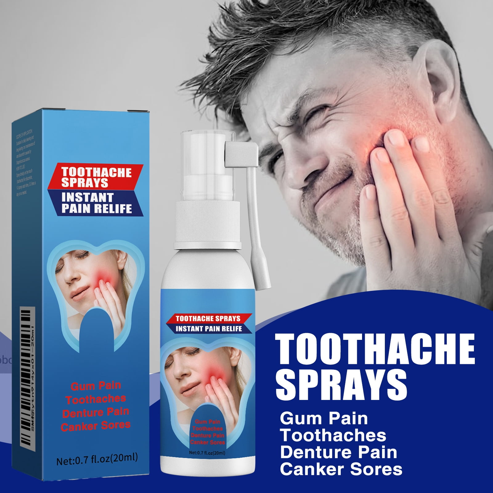Alvantor Toothache Pain Relief Spray, Soothes Gum and Instant Relief, Mint Flavor 0.7fl.oz