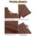 thumbnail image 6 of MOSHU Womens Pajamas Sets Ribbed Knits Tops and Elasticated Waist Shorts with Pocket Ruffle Edge Lounge Sets, 6 of 10