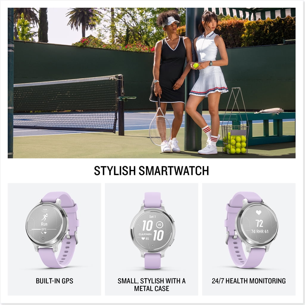 Garmin Lily 2 Small and Stylish Smartwatch Cream Gold with Coconut New (010-02839-00) Earbud Bundle