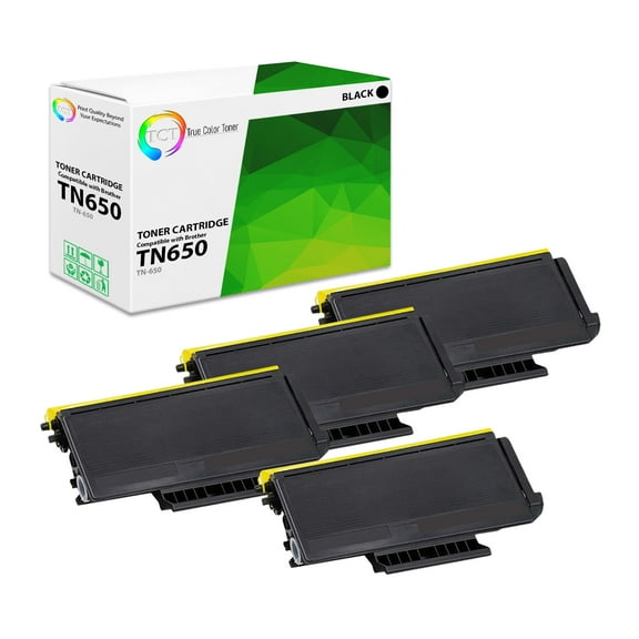 TCT TN650 Toner Cartridge 4 Pack - Premium Compatible Replacement for Brother TN-650 Black High Yield