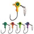 thumbnail image 6 of 10-Pack Spinner Jig Heads for Crappie with Willow Leaf Blades, 1/8 oz & 1/16 oz Weighted Hooks, Freshwater and Saltwater Fishing Lures, 6 of 6