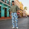 thumbnail image 4 of Men's pajama pants with Hanukkah theme pattern， soft home pajama pants， casual and comfortable loose fit pajama pants， elastic waistband， the ideal gift for birthdays and holidays., 4 of 10