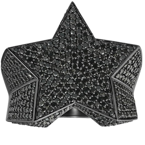 2Ct Black Diamond Star Men's Ring 10k Black Gold