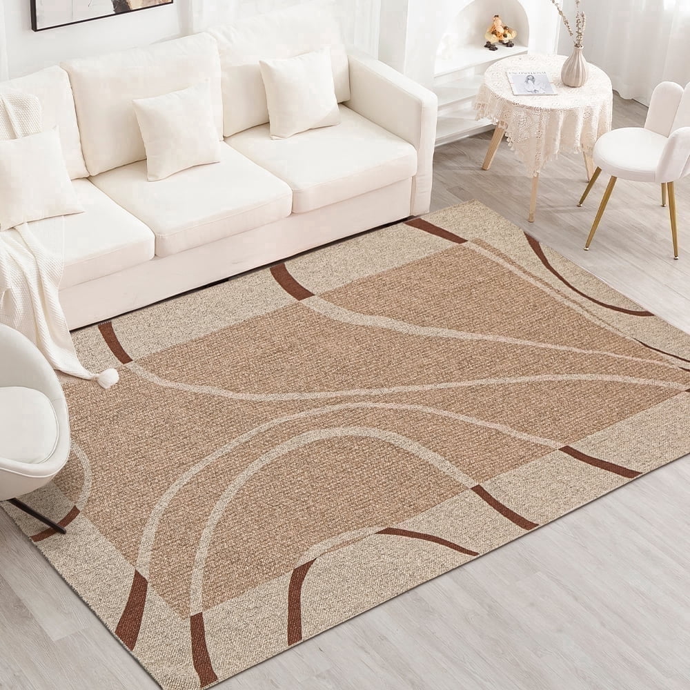Wondiair 4x6 Boho Rug Farmhouse Neutral Faux Jute Washable Non Slip Rug for Living Room Bedroom Entryway