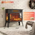 thumbnail image 7 of Black Steel Vintage 3-Sided Electric Fireplace Heater 1500W 3D Flame with Remote, 7 of 7