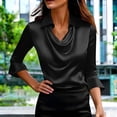thumbnail image 4 of Endives Womens Satin Blouses Fashion 3/4 Sleeve Shirts Casual Cowl Neck Tee Shirt Elegant Work Tops Dressy Business Shirt Black, 4 of 6