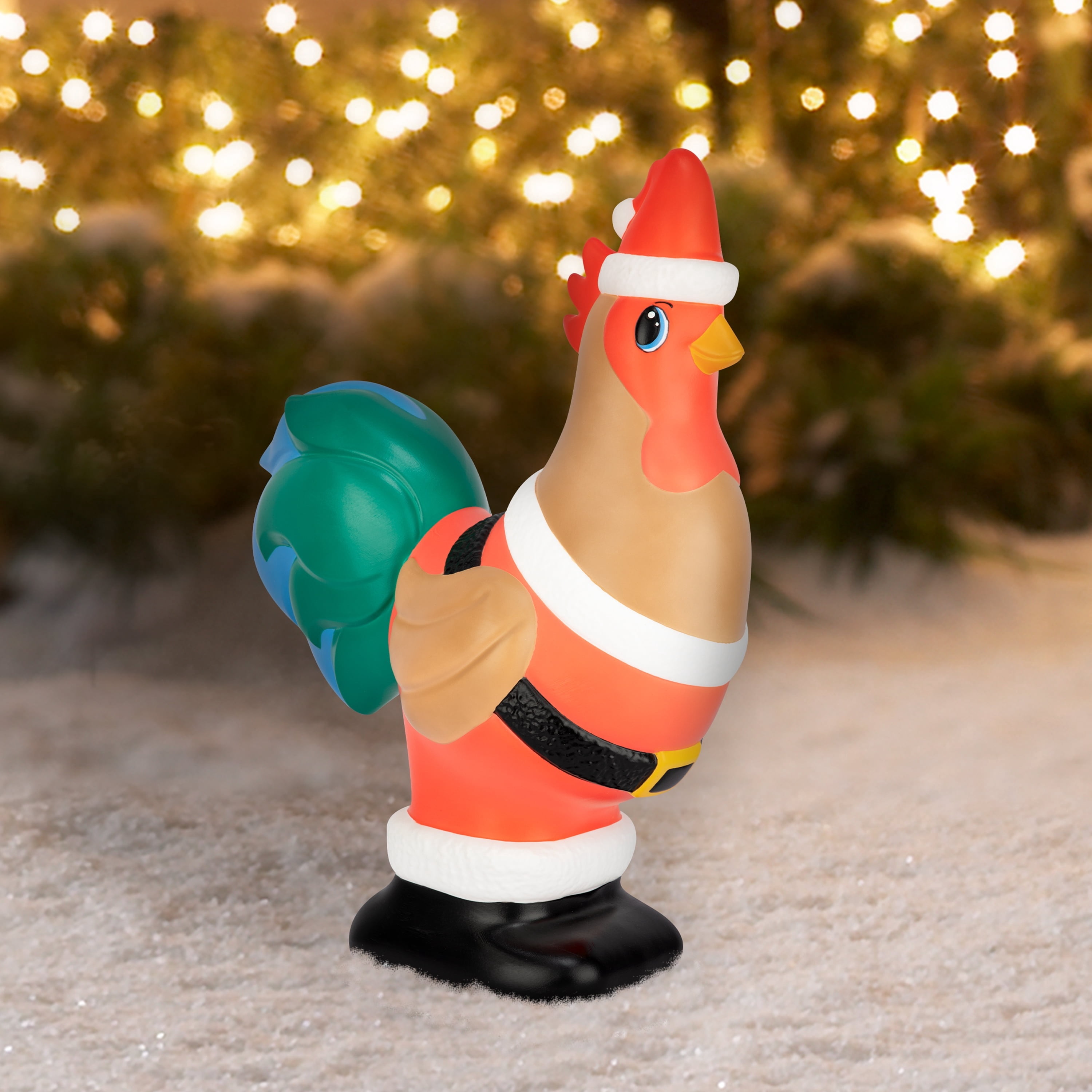 Lighted Blow Mold Rooster Indoor/Outdoor Christmas Decoration, Multicolor, 22.5", by Holiday Time