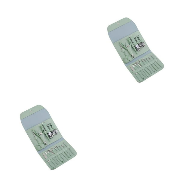 Minnieouse Juego de cortaúñas para el hogar, accesorio profesional para recortar cutículas, Kit de tijeras de manicura con bolsa de Verde 2piezas